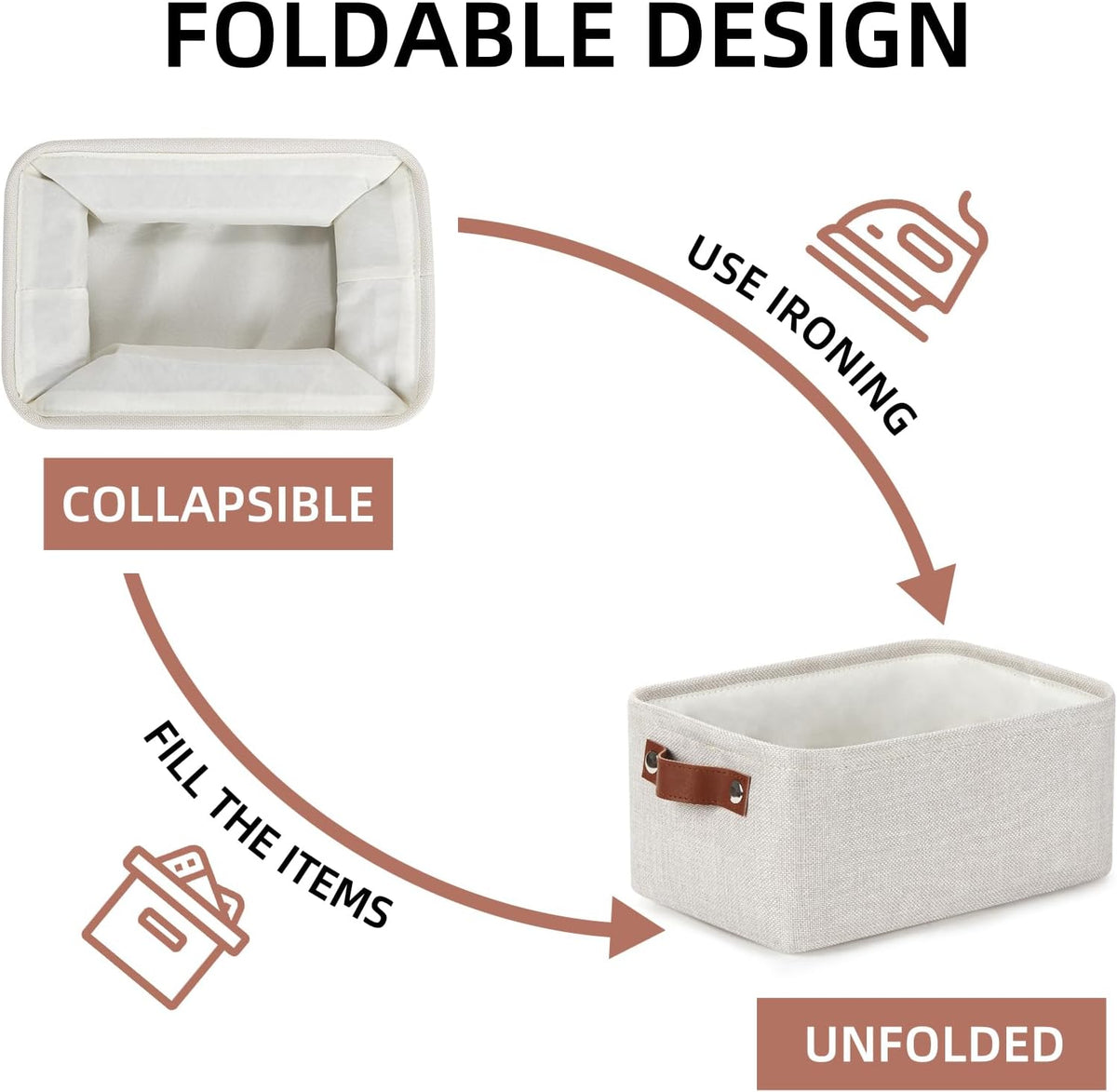 DULLEMELO fabric storage baskets | 11.8x7.9x5.1 inch small baskets for organizing Closet Set of 2