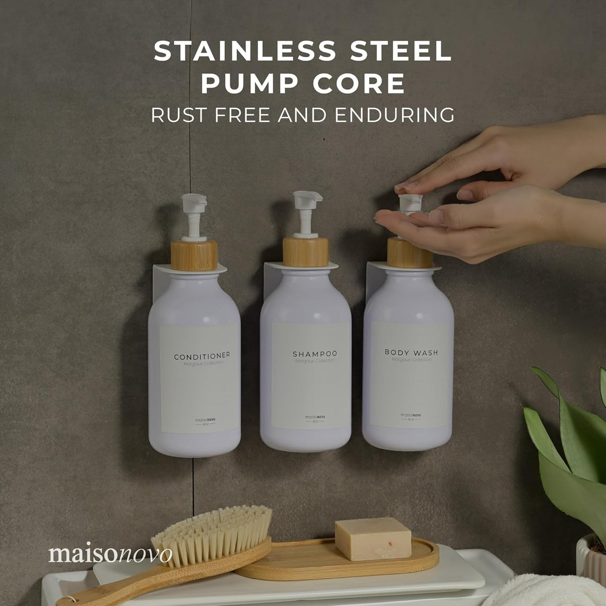 MaisoNovo Shampoo and Conditioner Dispenser - Shower Soap Dispenser Wall Mounted - 16.9 fl oz Set