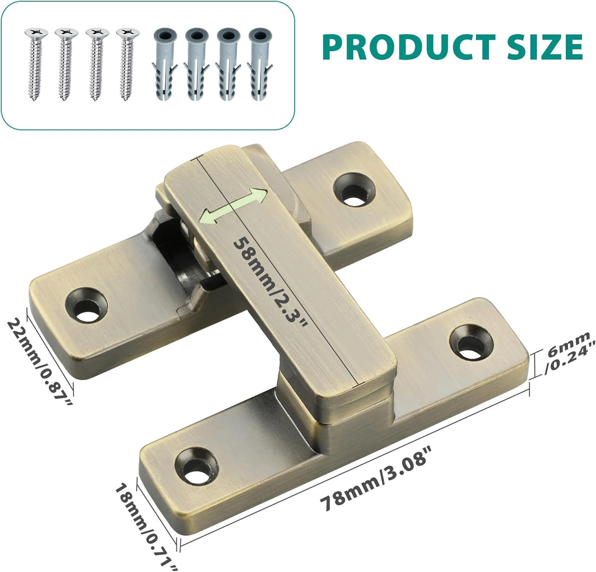 90/180 Degree Flip Latch Gate Latch, Heavy Duty Black Safety Door Lock Enhanced Security Flip Latch