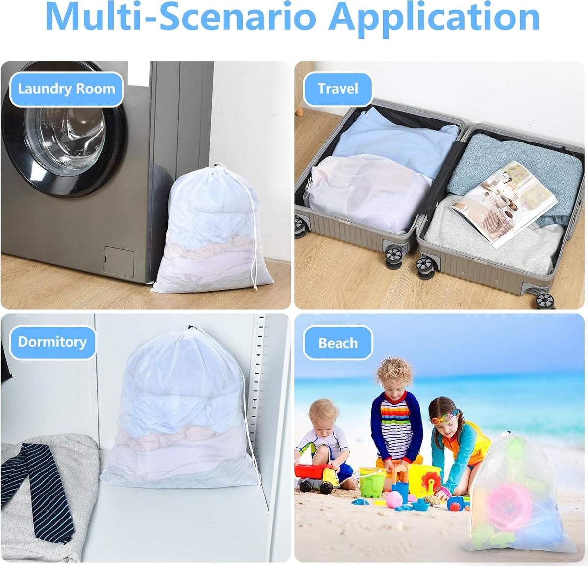 OTraki 16 x20 Inch Small Laundry Bags 2PCS Fine Mesh Washing Bag Drawstring Dirty Clothes Machine