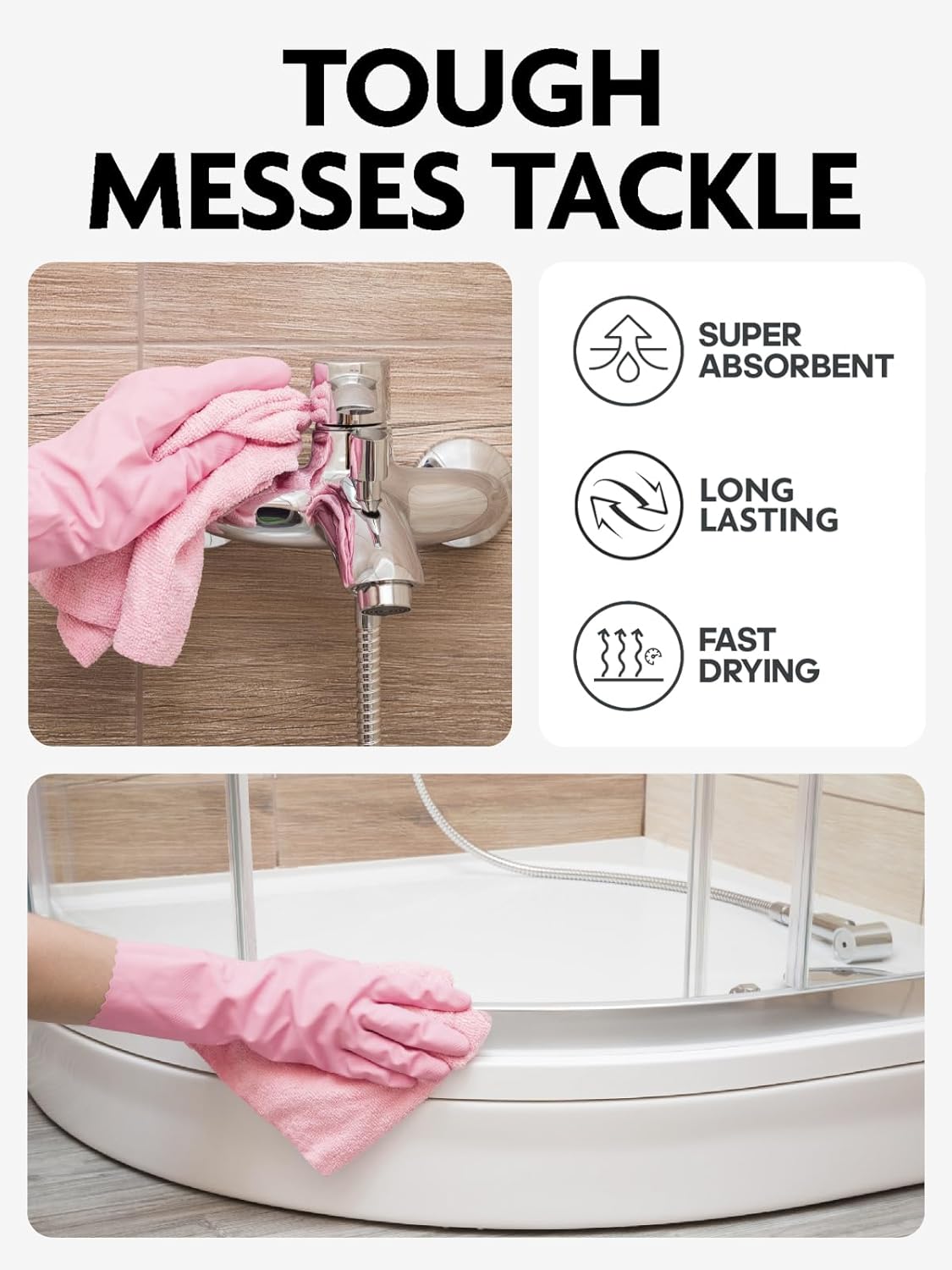 Fantasticlean Microfiber Cleaning Cloth Roll -90 Pack, Tear Away Microfiber Towels, 12" x 12"