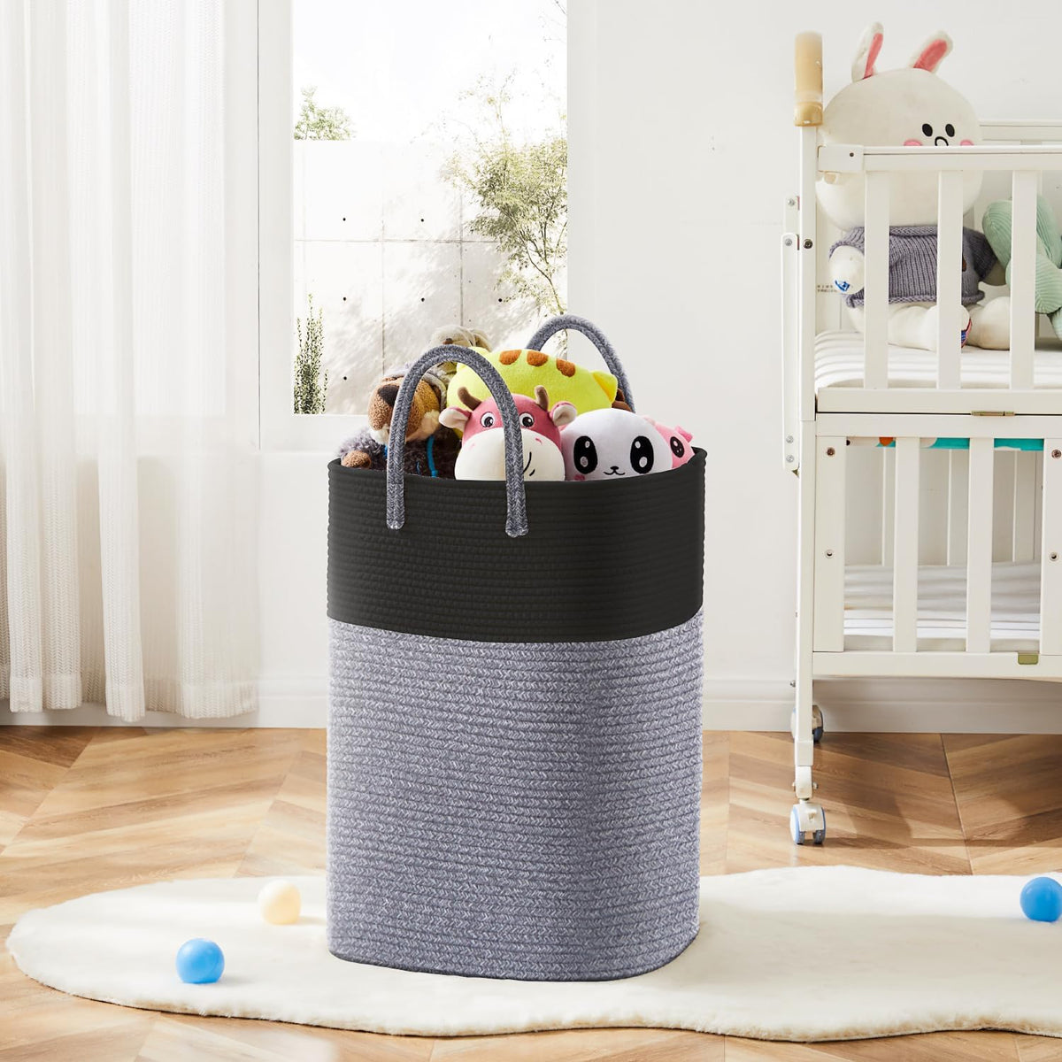 Laundry Basket,Woven Cotton Rope Laundry Hamper,Versatile Storage for Dirty Clothes,Baby Toys,and