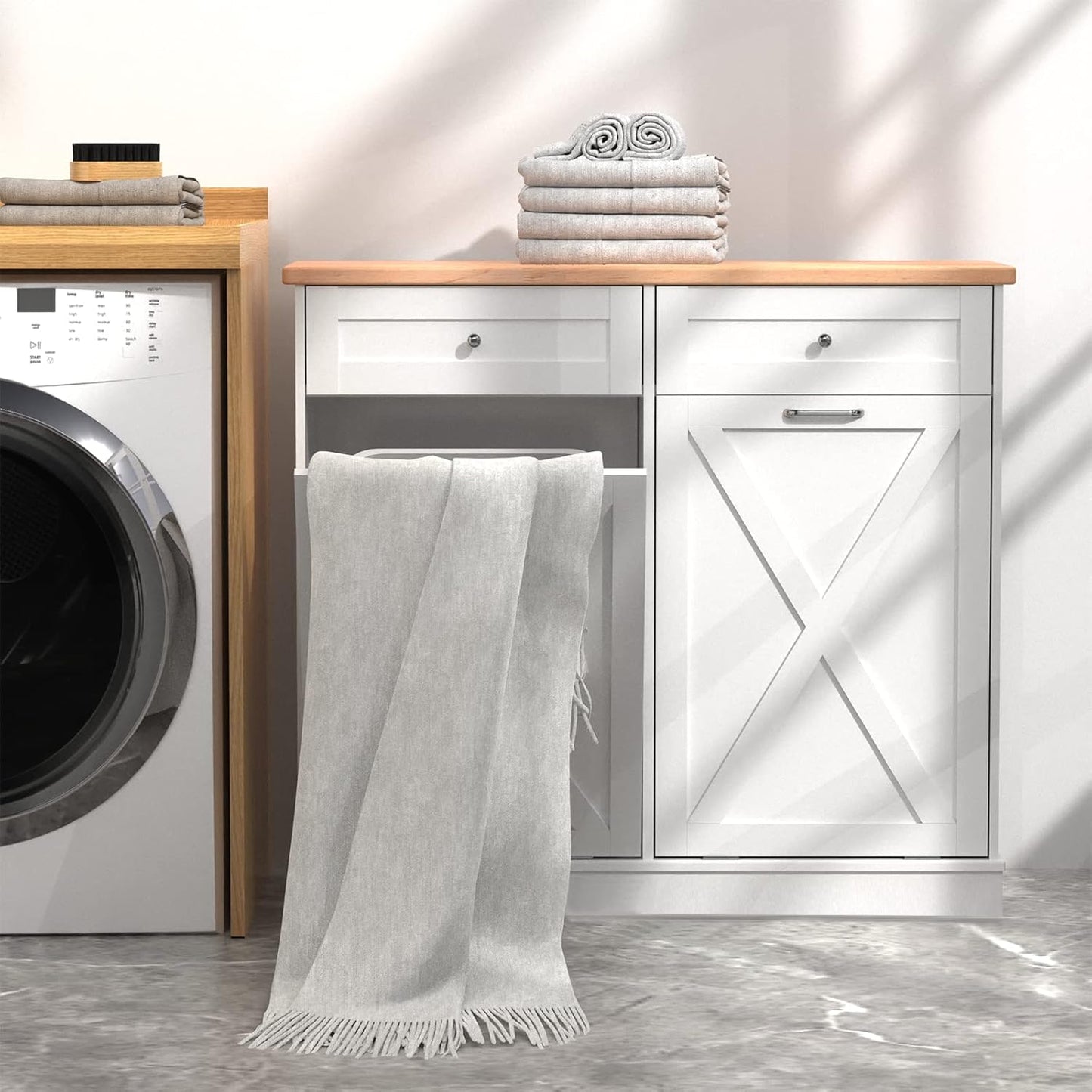 Betterhood Double Tilt Out Trash Cabinet Can Bin Kitchen 20 Gallon Wooden Free Standing Laundry