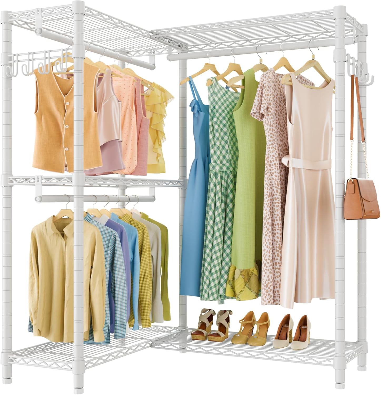 VIPEK L4 Garment Rack L Shaped Clothes Rack for Corner, Freestanding Portable Wardrobe Closet Heavy