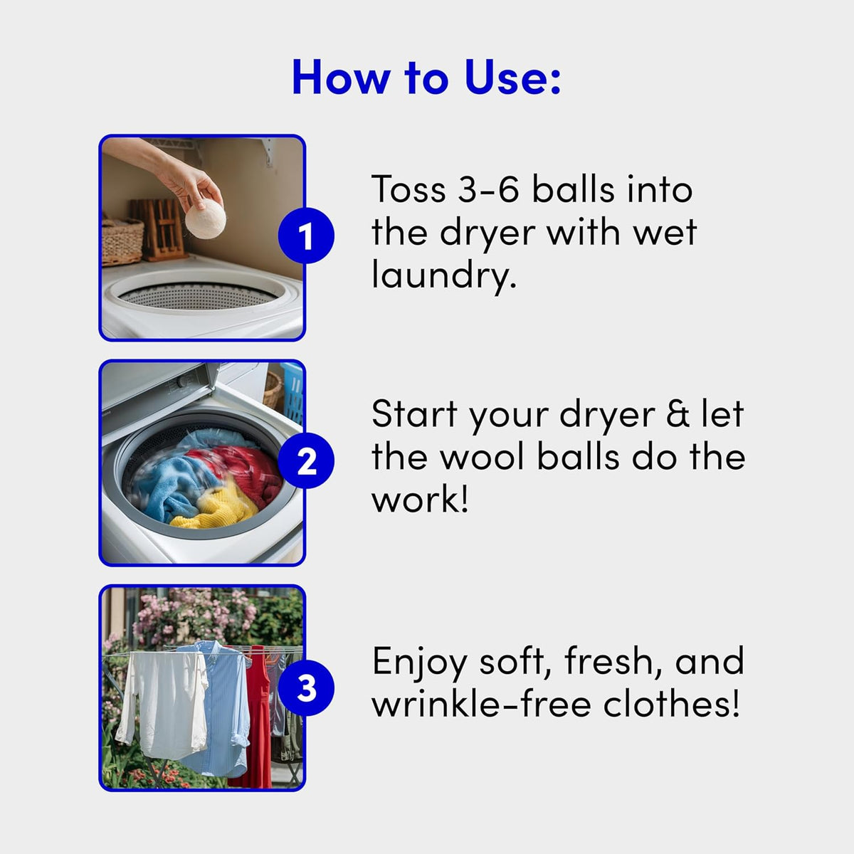 Zero Trace Wool Dryer Balls - Dryer Balls Laundry Reusable - Eliminate Wrinkles Static & Lint