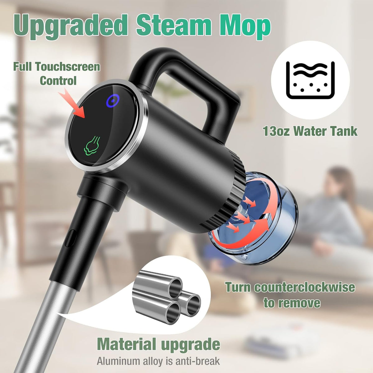 11-in-1 Steam Mop - Detachable Handheld Steam Cleaner with 500mL Tank, 260℉ Floor Steamer for