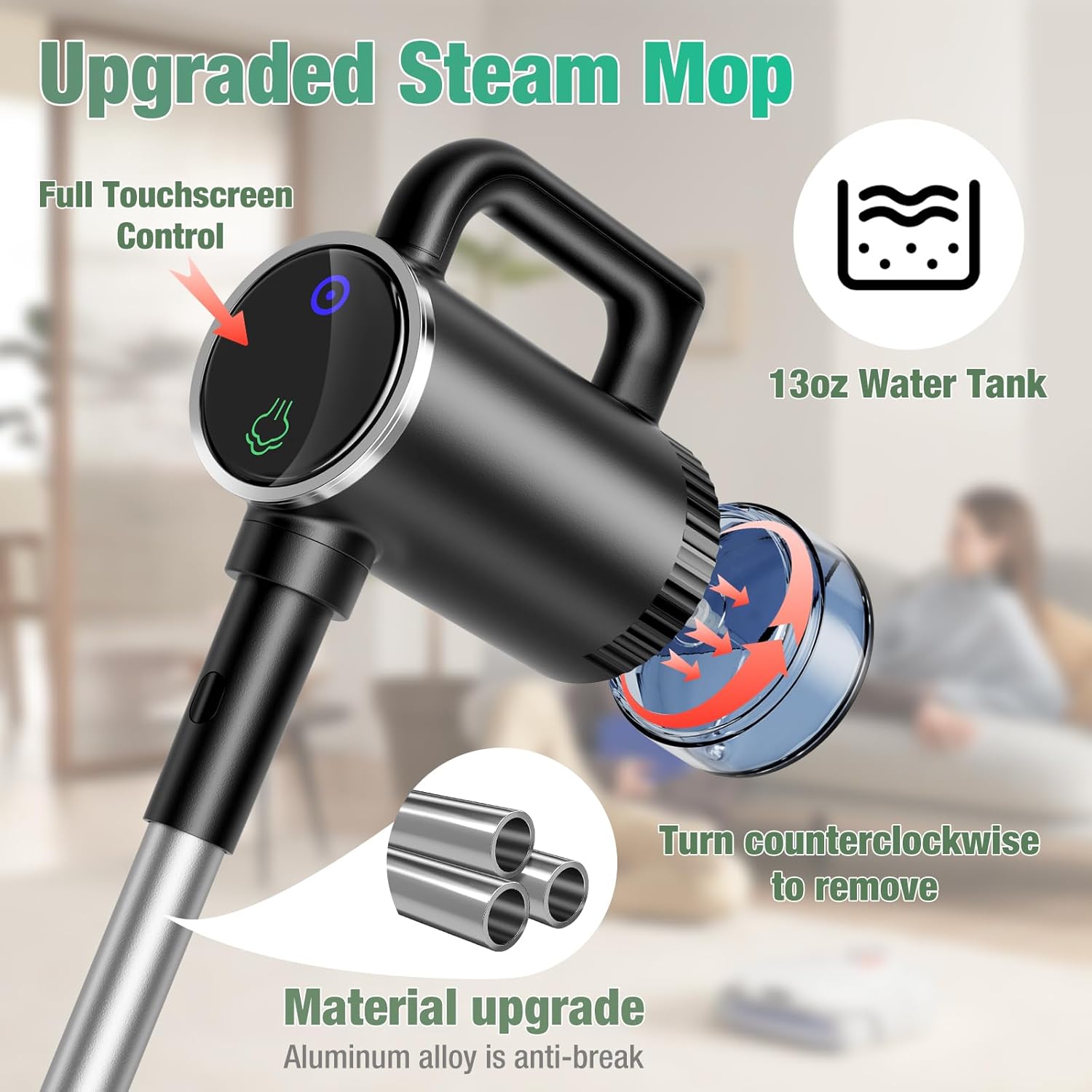 11-in-1 Steam Mop - Detachable Handheld Steam Cleaner with 500mL Tank, 260℉ Floor Steamer for