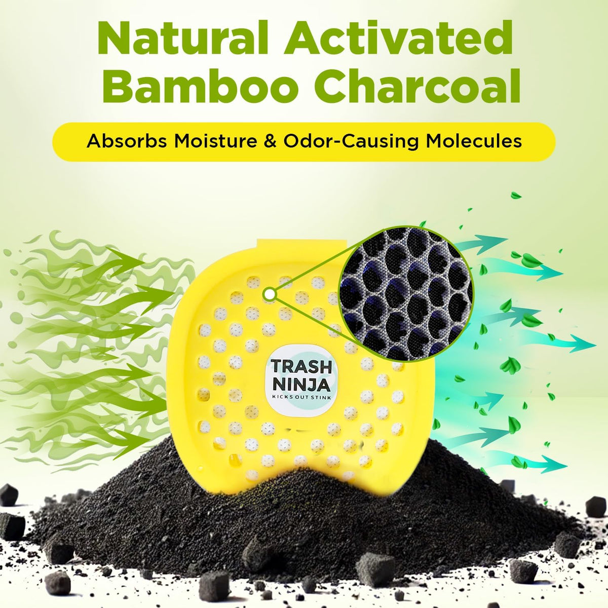 Trash Ninja Trash Odor Eliminator – Long-Lasting Citrus Scent Deodorizer with Activated Charcoal