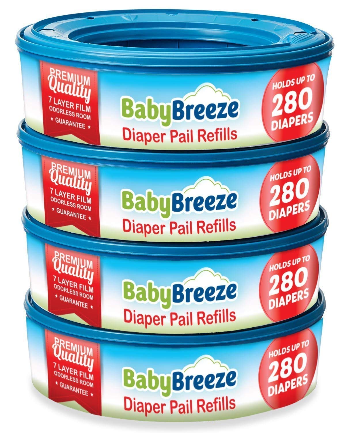 BabyBreeze Diaper Pail Refill Bags Compatible with Playtex Diaper Genie Pails Odor Absorbing Diaper