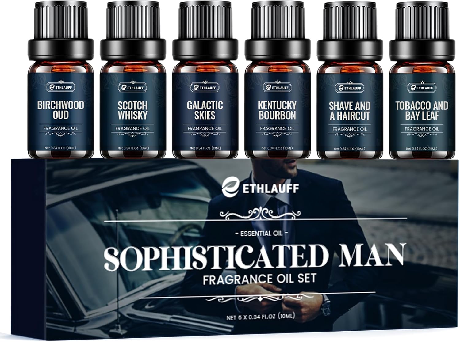 Men Essential Oils Set - TOP 6 Gentlemen's Fragrance Oil for Diffuser, Candle & Soap Making