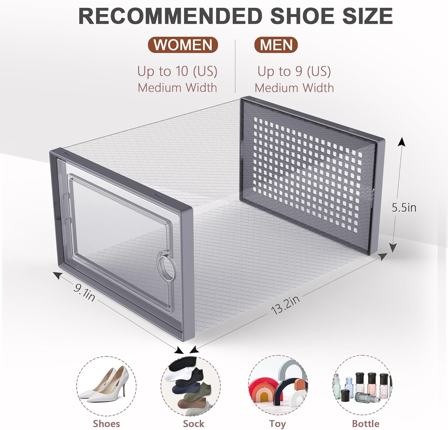 Kuject Large Shoe Organizers Storage Boxes for Closet, 12 Pack Clear Plastic Stackable Storage Bins
