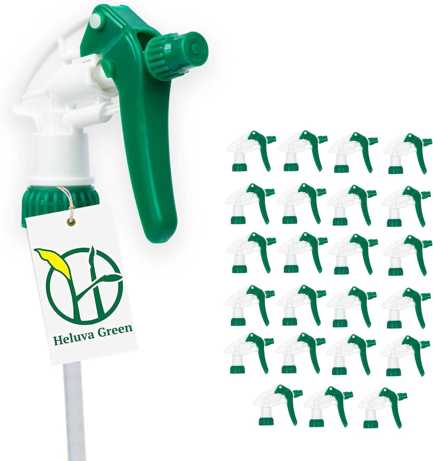 Heluva Green Spray Bottle Nozzle Replacement, Bottle Tops Only - Sprayer Nozzle Triggers for Heavy