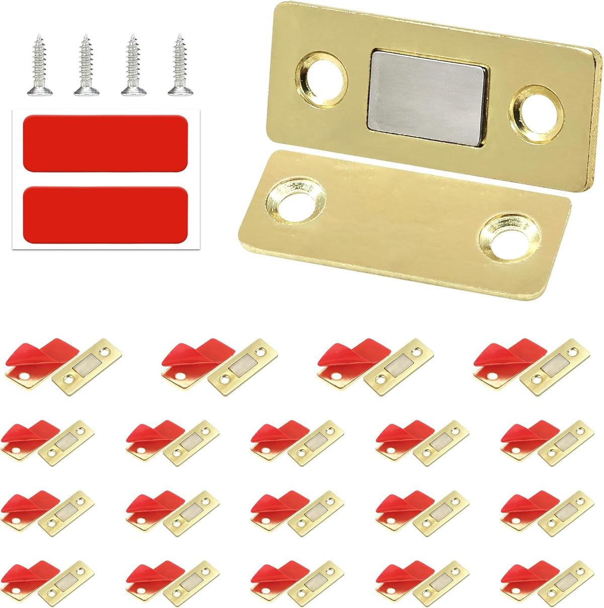 Cabinet Magnetic Catch, 20 Pack Gold Ultra Thin Magnetic Cabinet Door Catch, Adhesive Cabinet