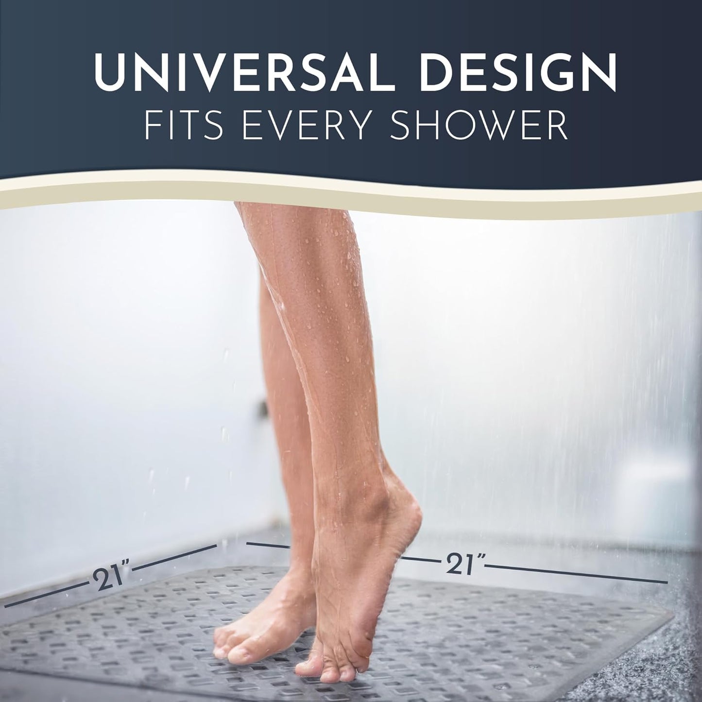 Homerella Anti Slip Shower Mat | Anti Mold Non Slip Bathtub Mat for Inside Shower | Square Floor