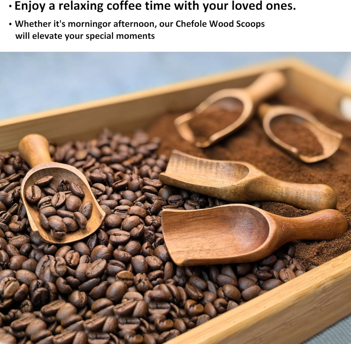 Wooden Scoop for Canisters 6PCS Acacia Wood Scoops for Jars Measuring Spoons for Ground Coffee