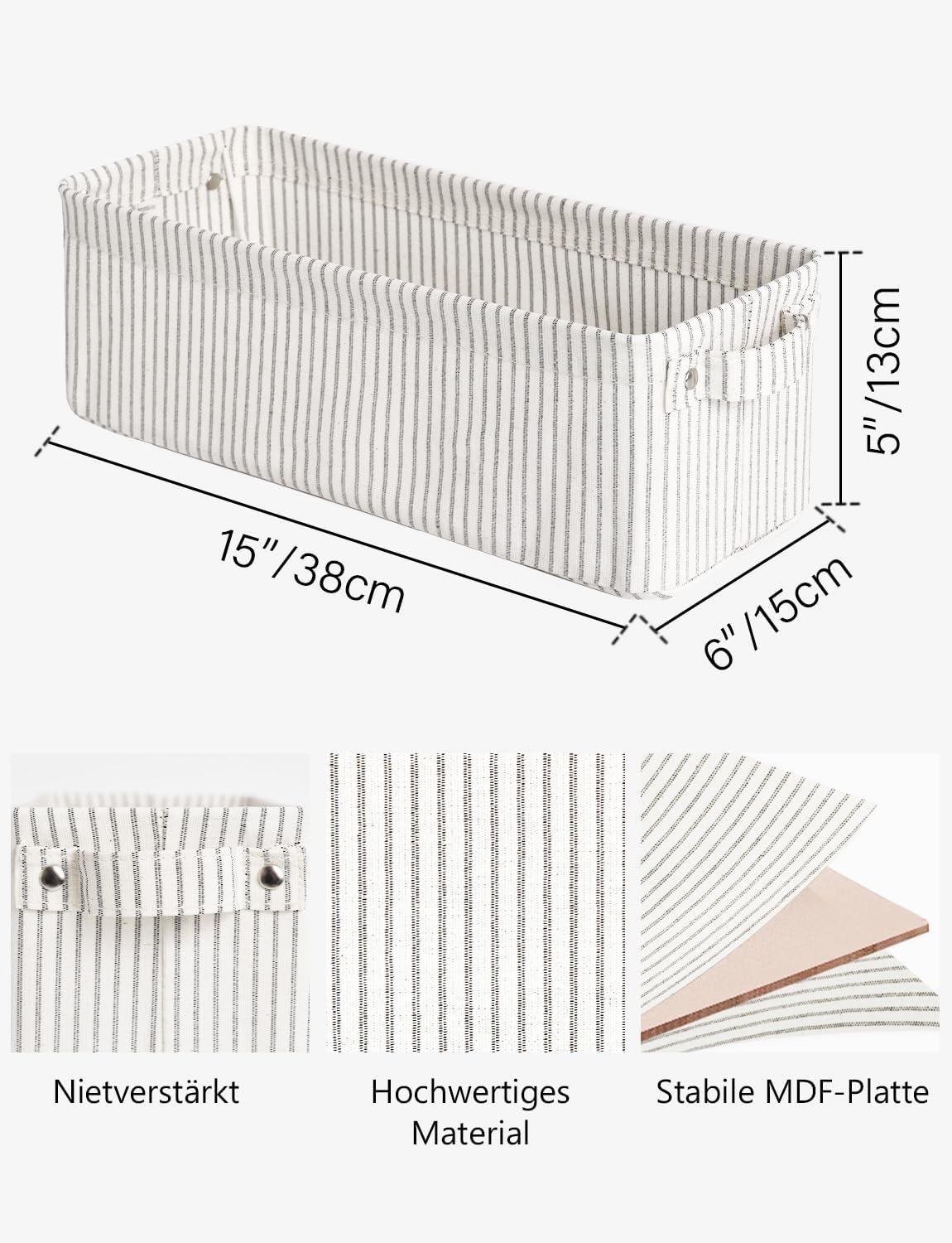 StorageWorks Narrow Storage Bins, Small Basket for Closet and Shelves, Fabric Organizer with