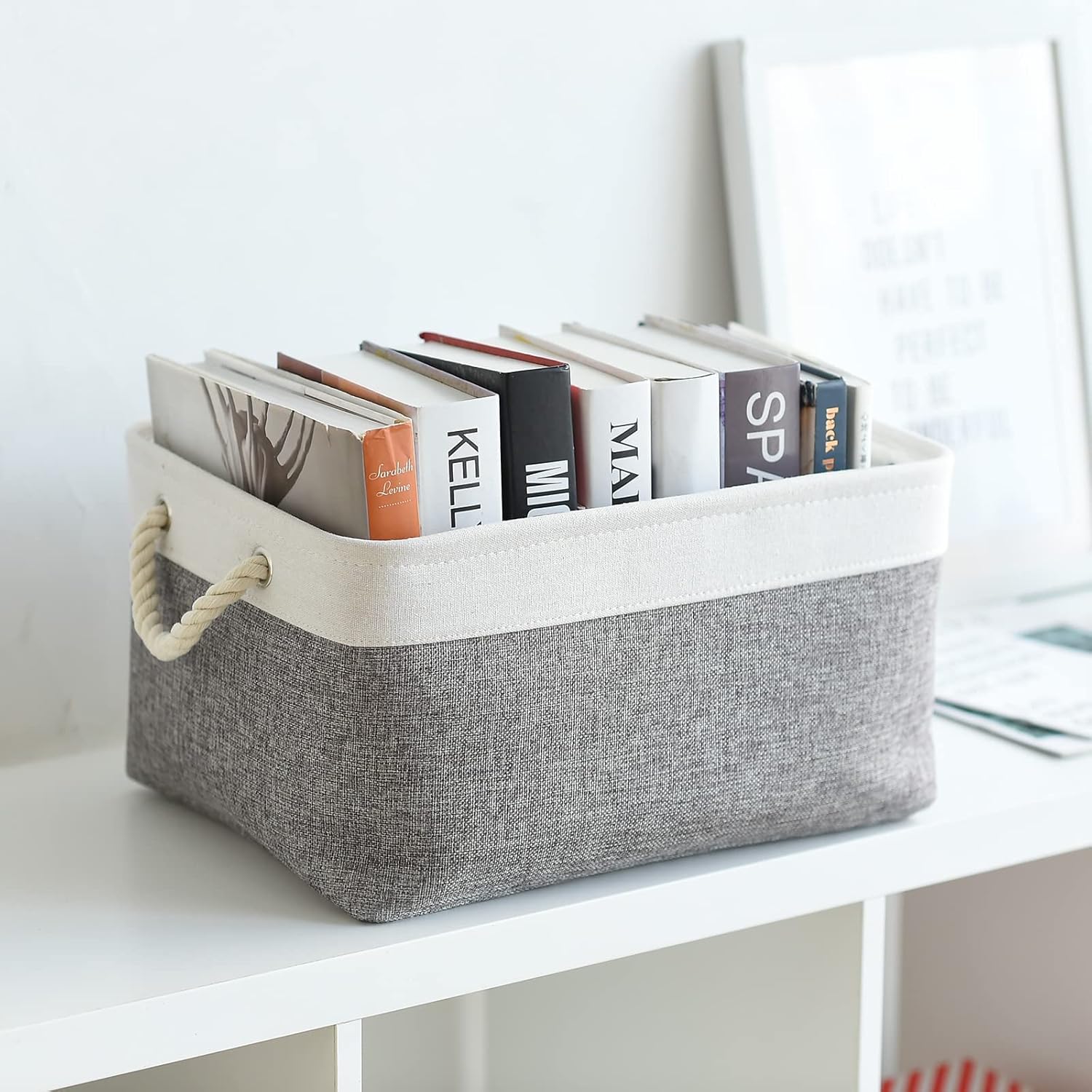 TheWarmHome Organization and Storage Basket for Organizing- 16x12x8 inch 1 Pack Fabric Storage
