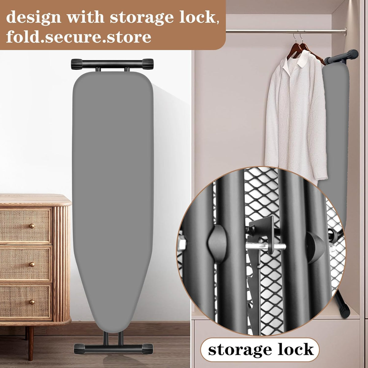 Ironing Board, Compact and Space Saver,Size 13 x 43, Metal Construction Ironing Boards with Extra
