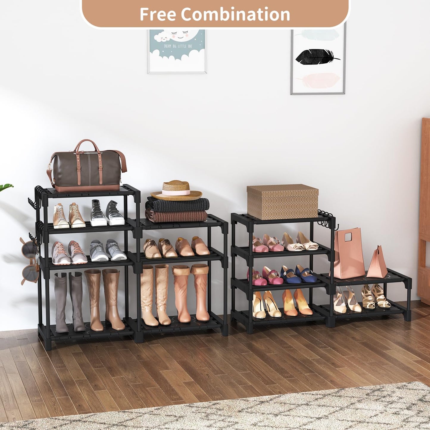 ROJASOP Shoe Rack Organizer, 8-Tier Metal Shoe Rack for Closet Entryway Garage, 26-32 Pairs Tall