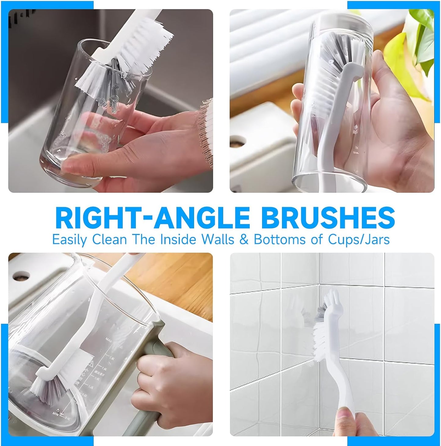 14Pcs Crevice Cleaning Brush Set, V Shape Grout Cleaner Brush for Deep Cleaning Gap, Hard Bristle