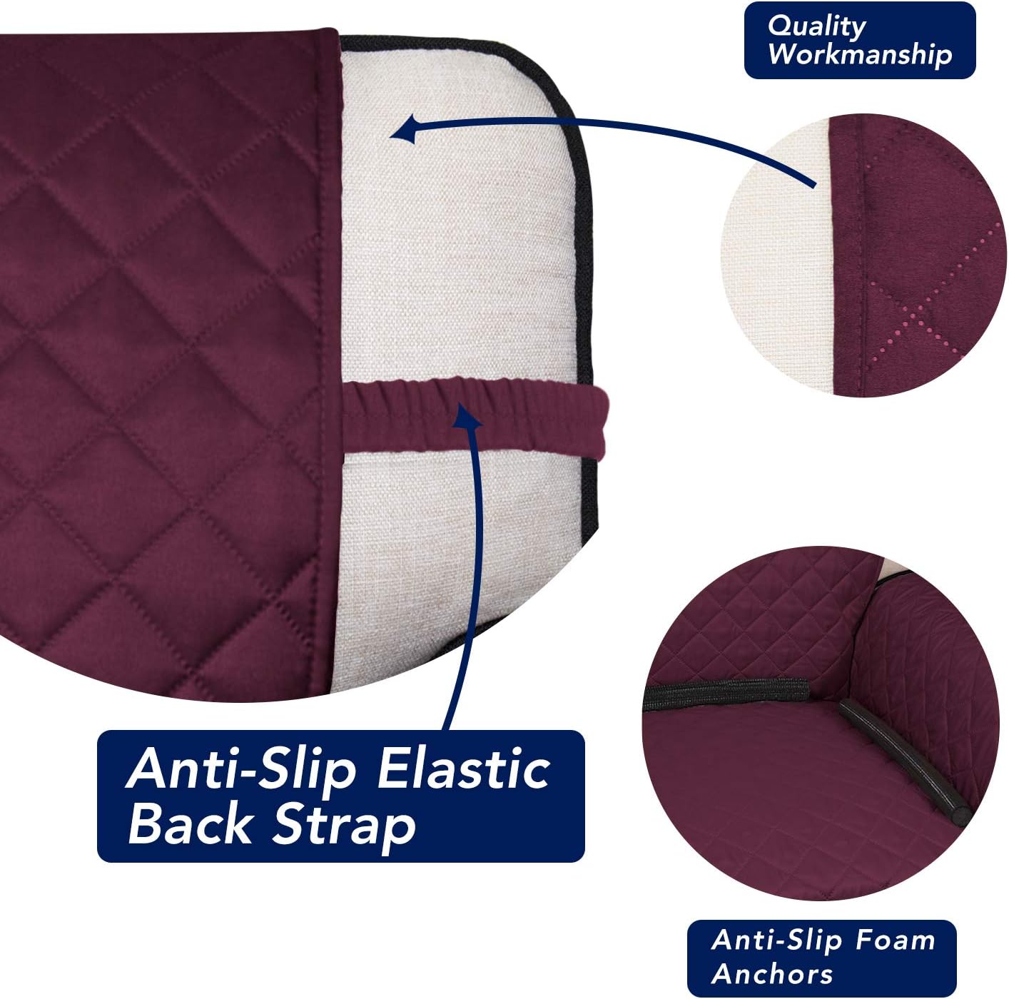 PureFit Reversible Quilted Sofa Cover, Water Resistant Slipcover Furniture Protector, Washable