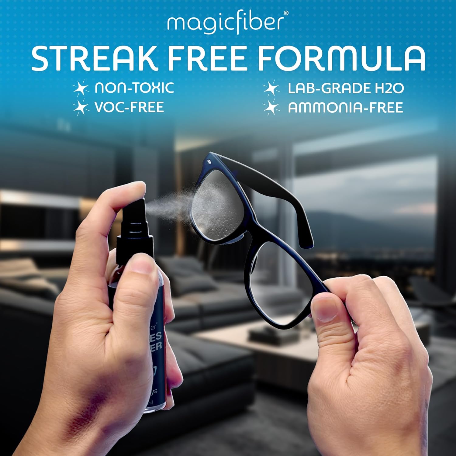 MagicFiber Glasses Cleaner Kit - (2) Eyeglass Cleaner Sprays + (2) Microfiber Cleaning Cloth