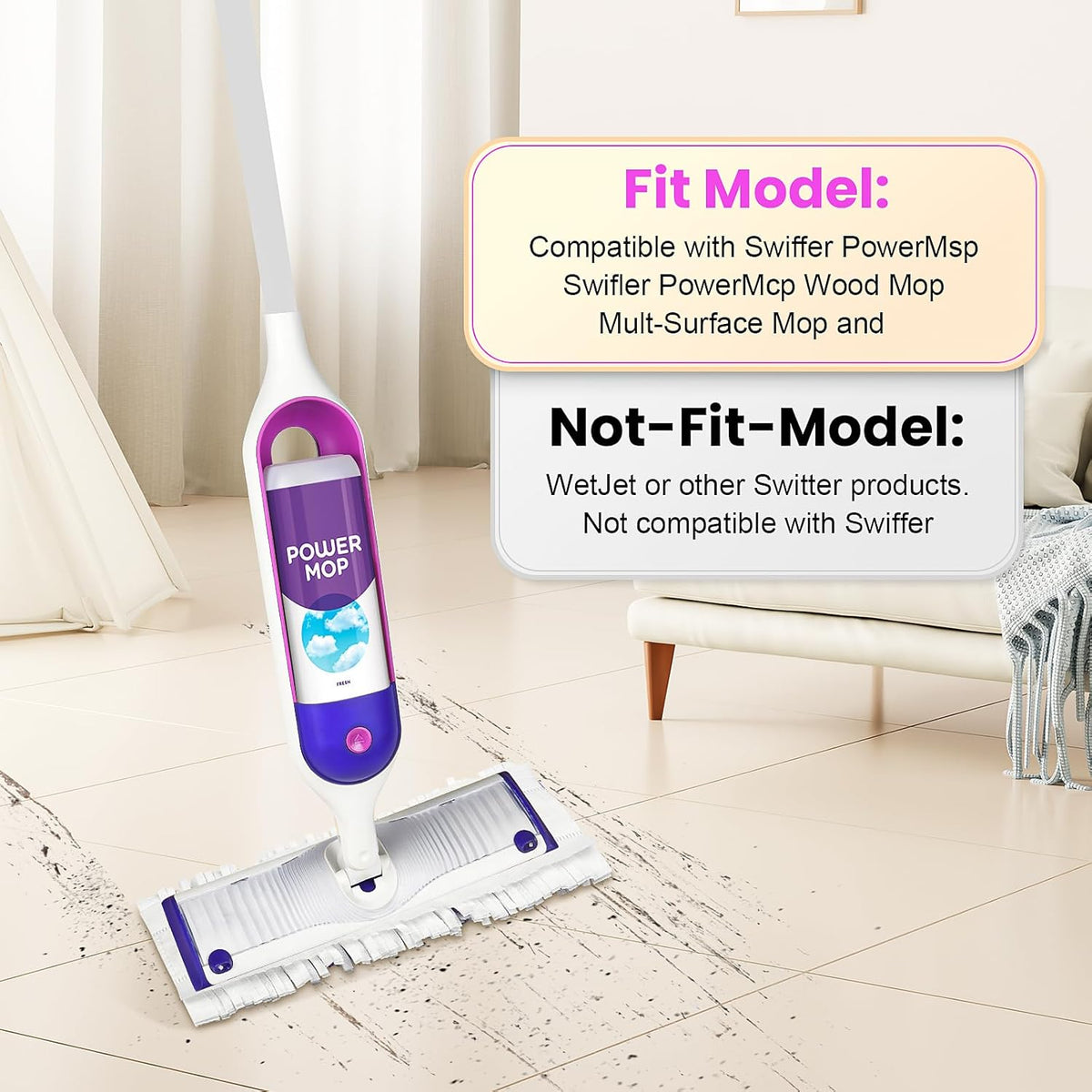 Power Mop Refills for Swiffer | 40 Count Disposable Pads for Wet & Dry Cleaning | Multi-Surface