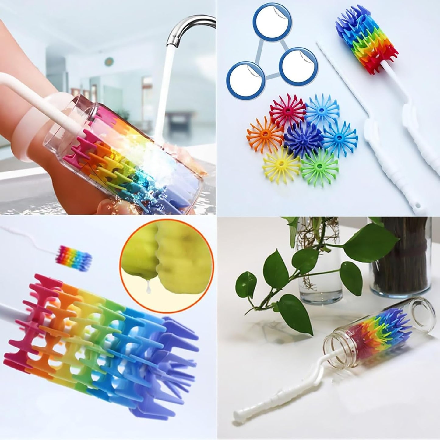 Rayhee Bottle Brush Cleaner-Baby Milk Bottle Cleaner Soft Silicone Bottle Brusher / 360 Degree