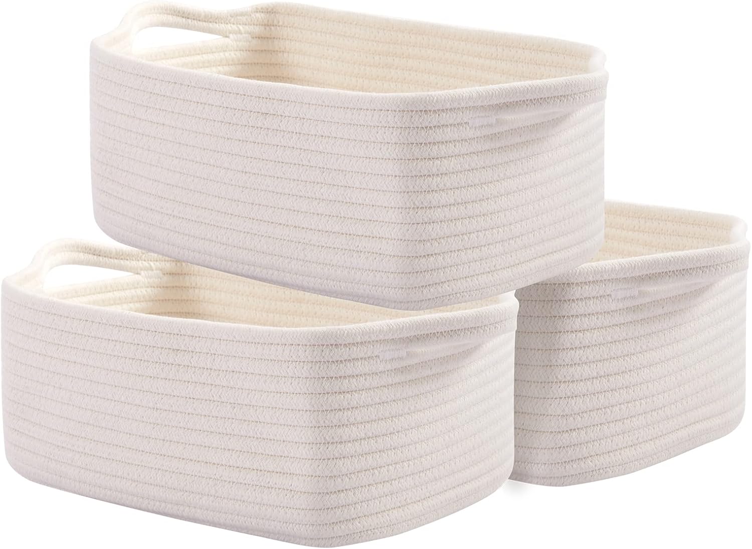 OIAHOMY Cotton Rope Storage Baskets | Decorative Storage Basket for Closet Storage, Home Organizing