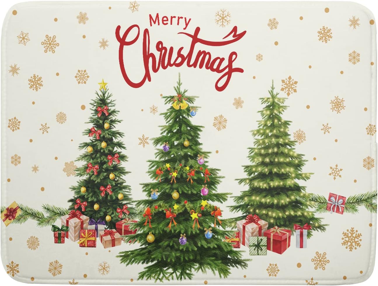 Merry Christmas Dish Drying Mats for Kitchen Counter 16x18 Inch Christmas Tree Dish Drainer Mats