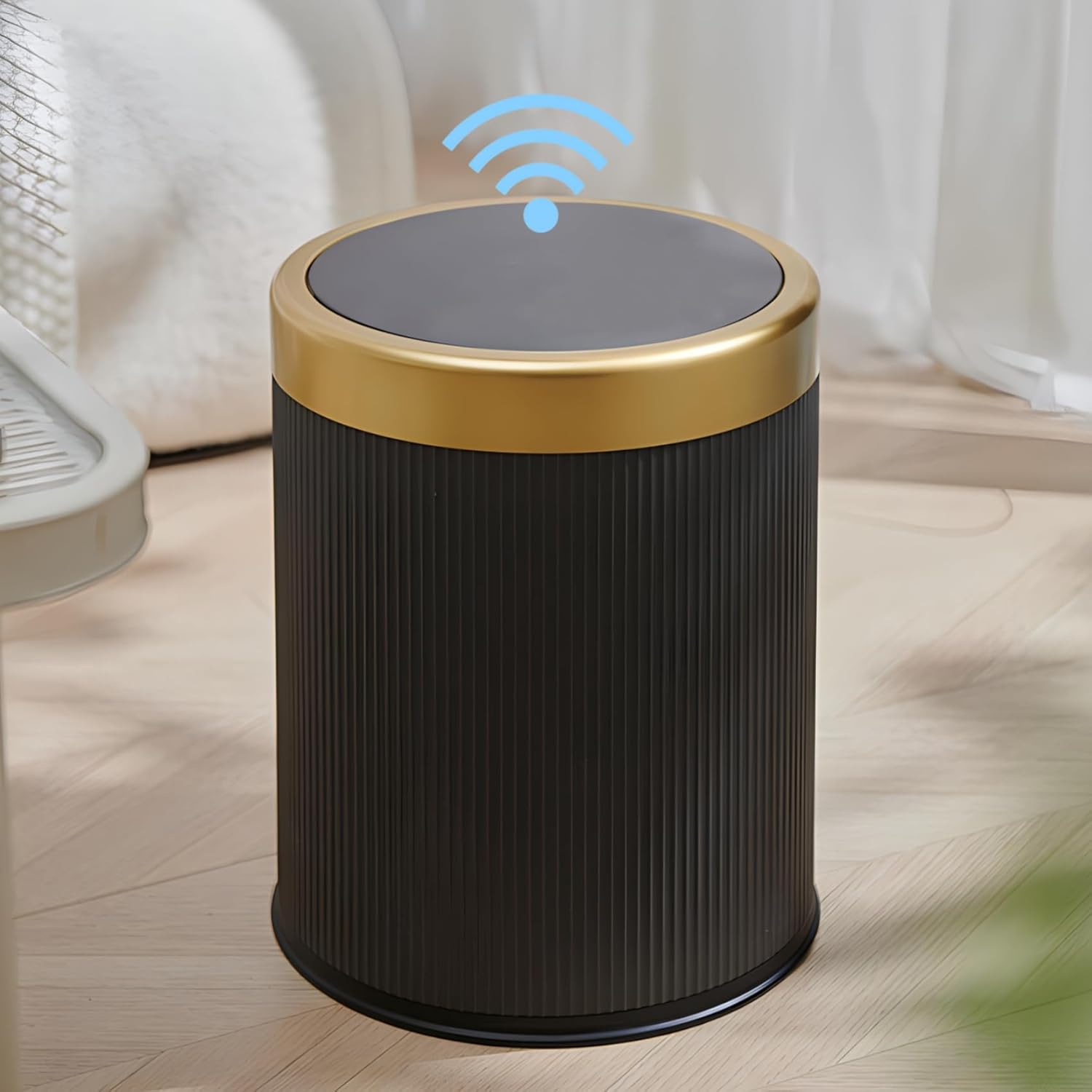 URALFA 3.7 Gallon Motion Sensor Bathroom Trash Can with Lid，Automatic Waterproof Touchless Garbage