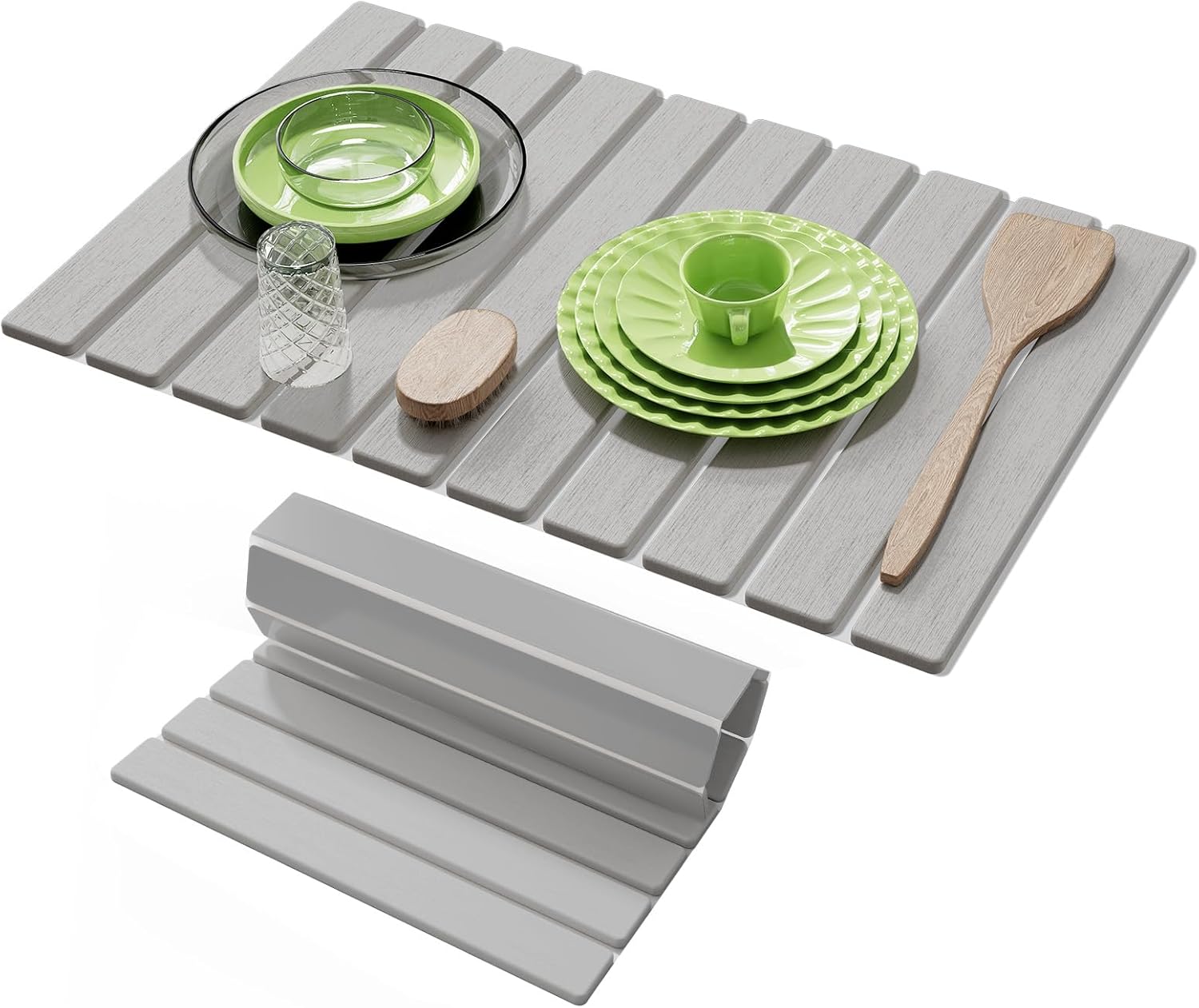 Stone Dish Drying Mats for Kitchen Counter-23.6''x15.3'' Foldable Quick Dry Stone Mat