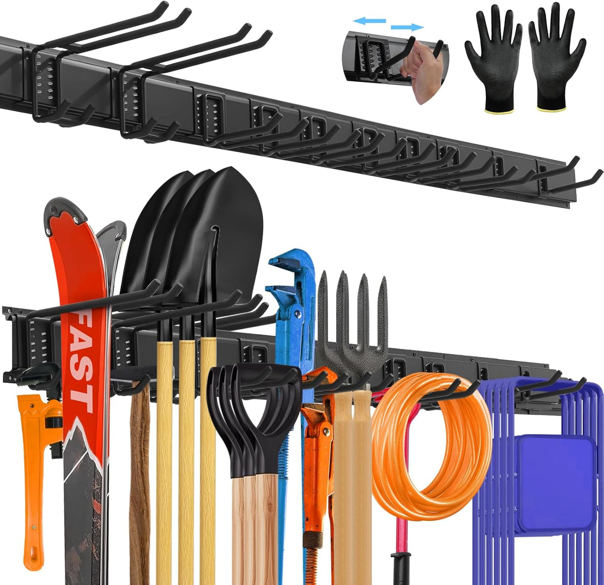 64'' All-Metal Garage Tool Organizer Wall Mount – Heavy-Duty Tool Rack Holds 680 lbs, Adjustable