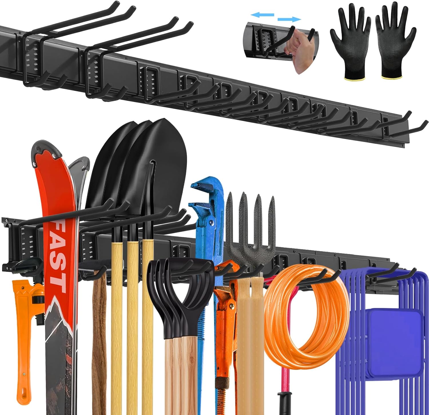 64'' All-Metal Garage Tool Organizer Wall Mount – Heavy-Duty Tool Rack Holds 680 lbs, Adjustable