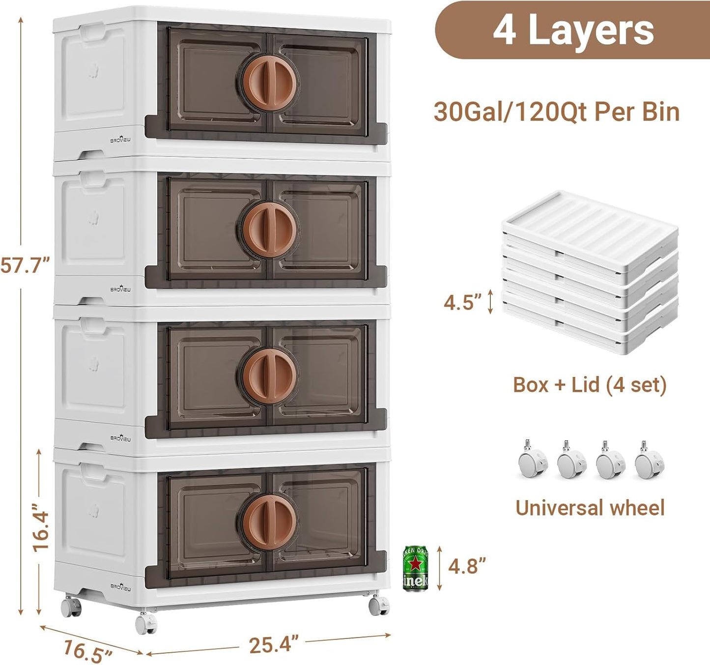 BROVIEW 480Qt Lockable Stackable Storage Bins with Lids, Closet Organizers and Storage Drawer