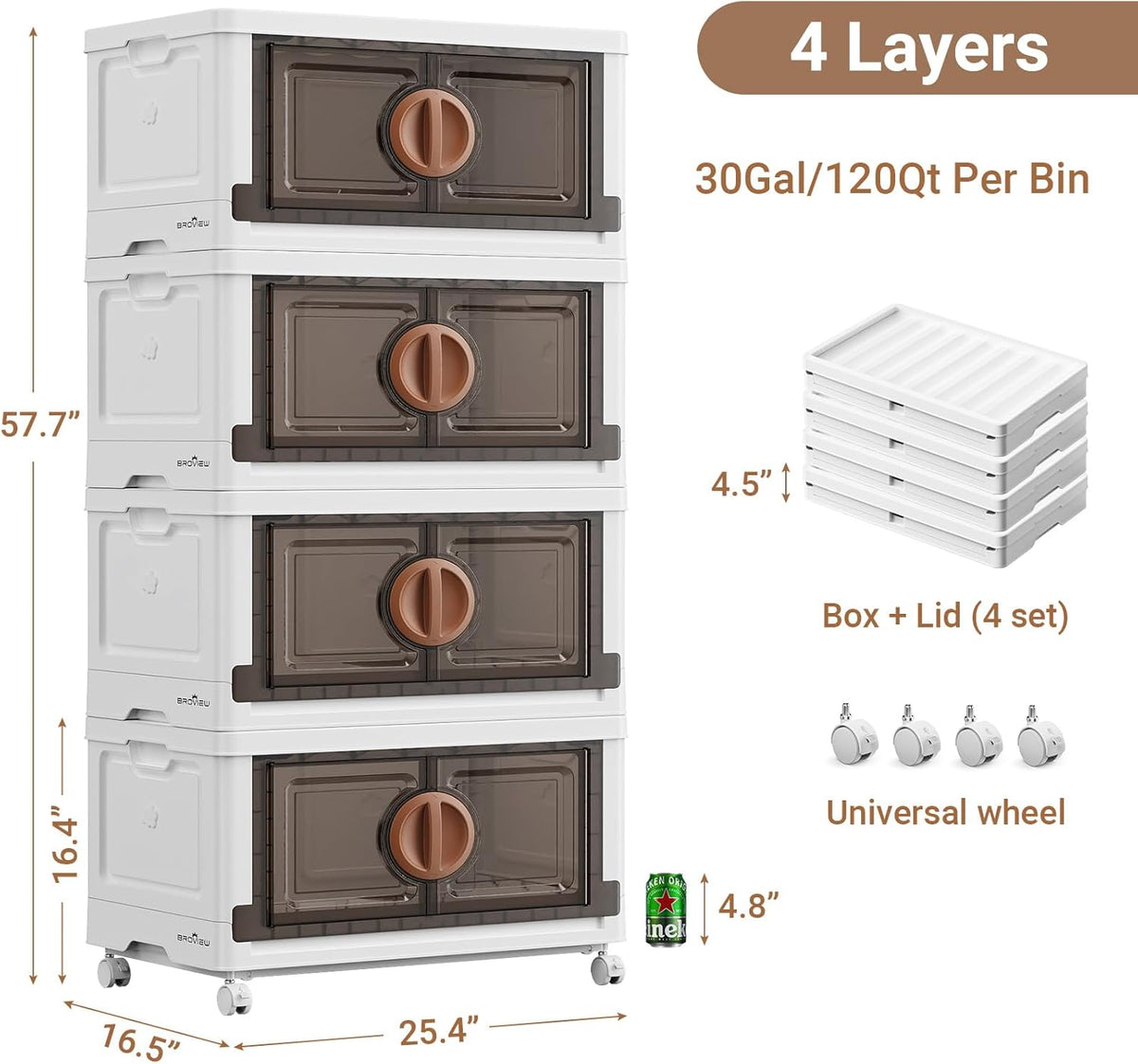BROVIEW 480Qt Lockable Stackable Storage Bins with Lids, Closet Organizers and Storage Drawer
