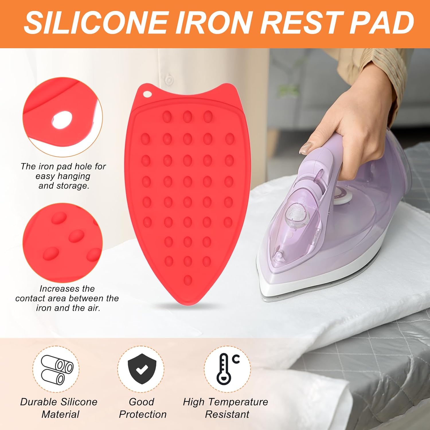 PATIKIL Silicone Iron Rest Pad, 2 Pcs Multipurpose Hot Heat Resistant Iron Rest Plate Protective