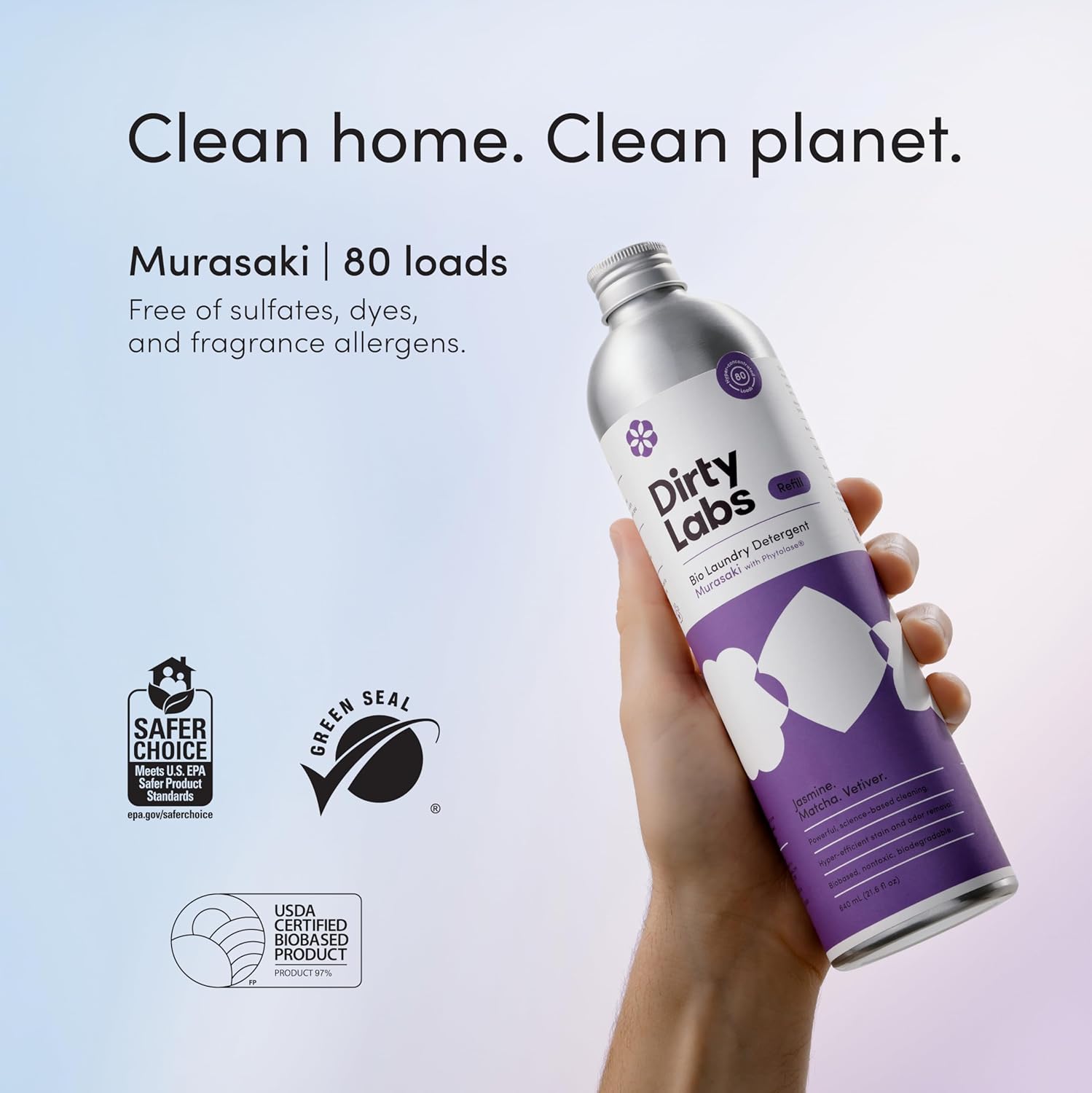 Dirty Labs | Murasaki Scent | Bio-Liquid Laundry Detergent | 80 Loads (21.6 fl oz) |