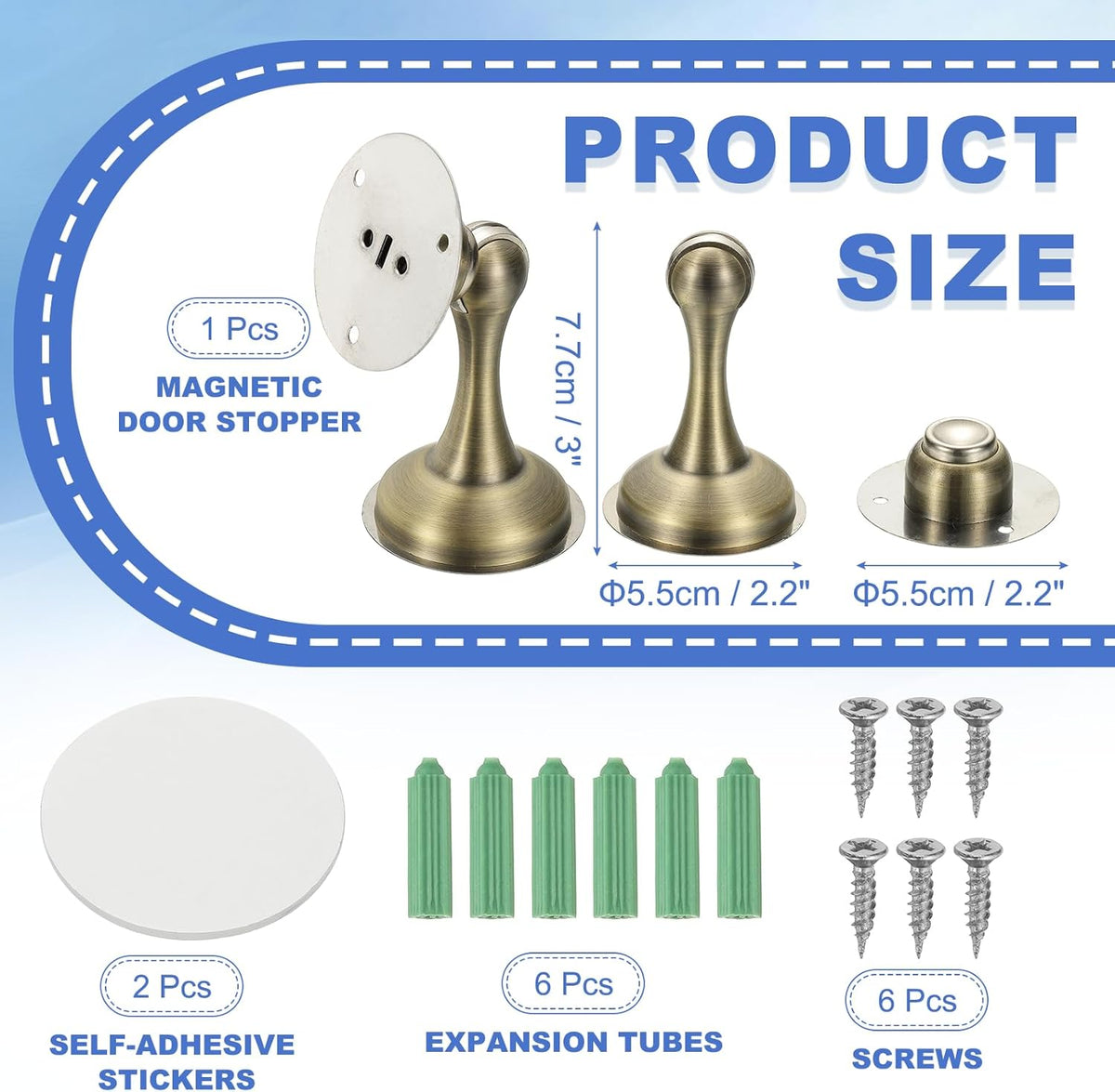 uxcell Magnetic Door Stopper, Stainless Steel Heavy Duty Door Holder, No Drilling Doors Knob Wall