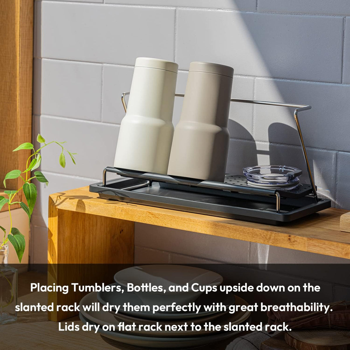 carrotez Bottle Drying Rack, Tumbler Rack with Drain Tray - Narrow and Wide Openings with Various