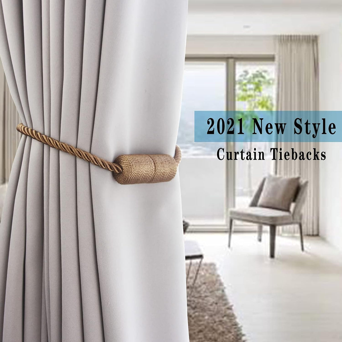 4 Pack Strong Magnetic Curtain Tiebacks Outdoor Elegant Decorative Tie Backs Modern Rope Tiebacks
