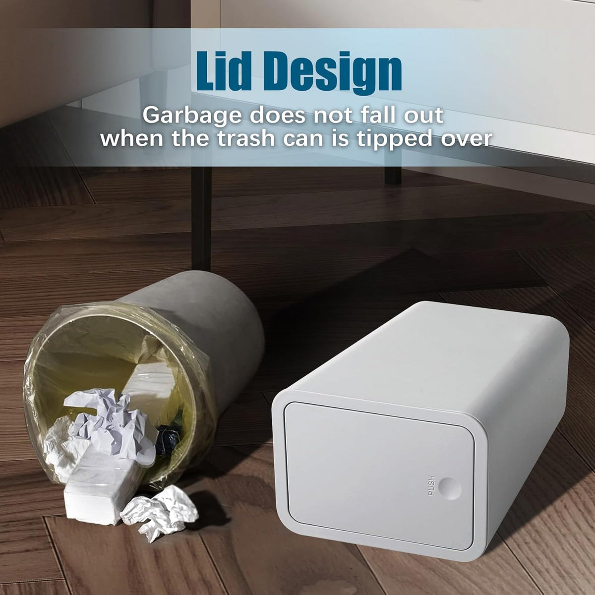 TIPGO Bathroom Trash Can with Lid, 10 Liter/ 2.6 Gallon Slim Garbage Can, Small Trash Bin Waste