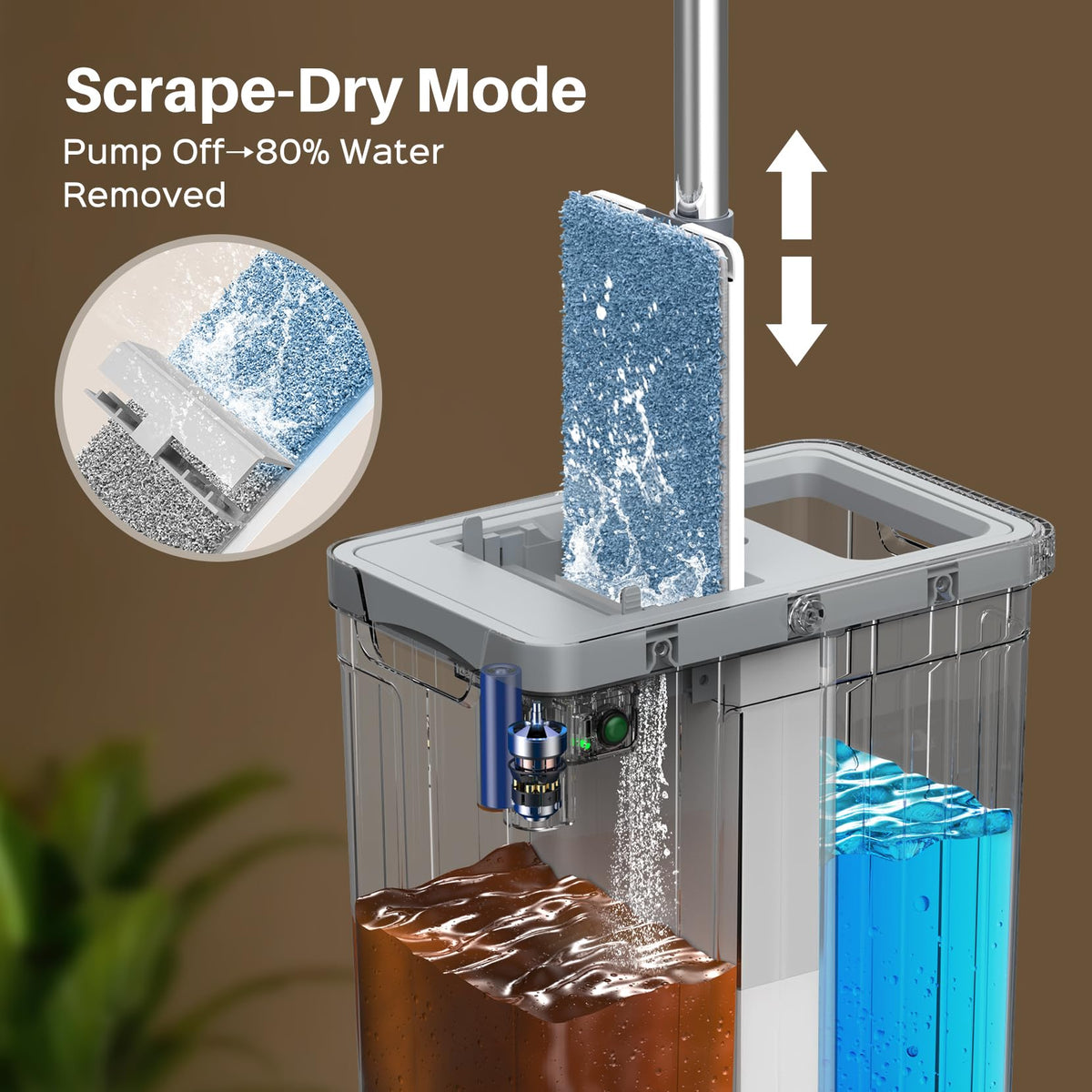 Veshiny Mop and Bucket Set, Flat Mop and Bucket System for Floor Cleaning