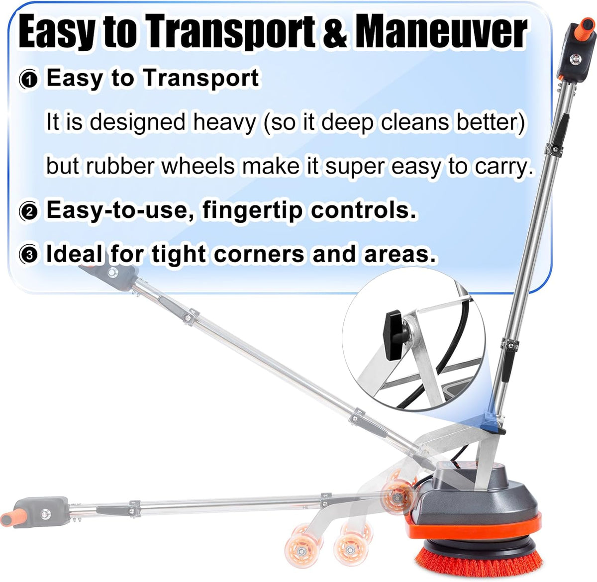 Commercial Floor Scrubber Machine with Brushes and Pads, Heavy Duty Floor Cleaner Polisher and