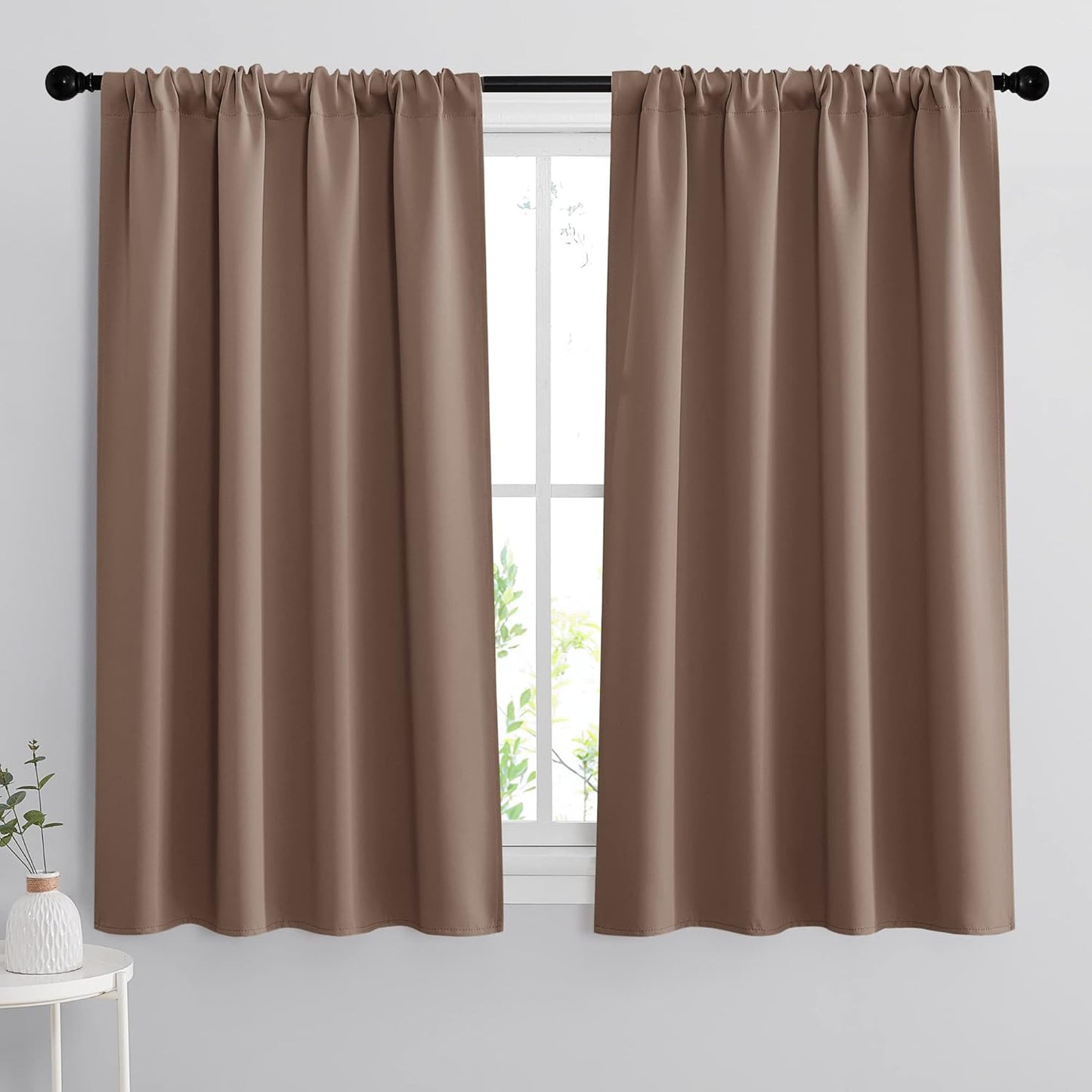 RYB HOME Curtains for Bedroom 63 inches Long, Blackout Thermal Insulating Window Treatment Drapes