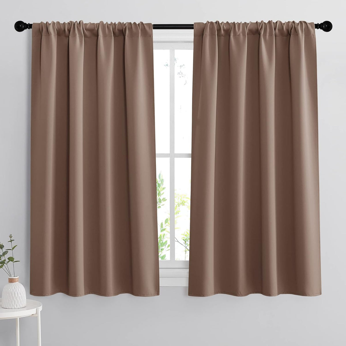 RYB HOME Bedroom Balckout Curtains - Small Window Decoration Solid Insulated Drapes Energy