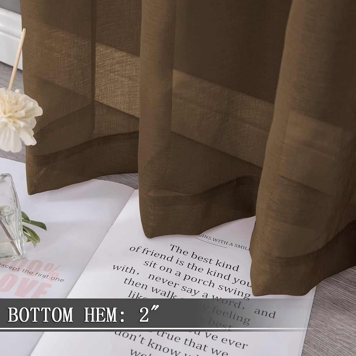 Tollpiz Sheer Curtains Linen Textured Bedroom Curtain Sheers Light Filtering Rod Pocket Voile