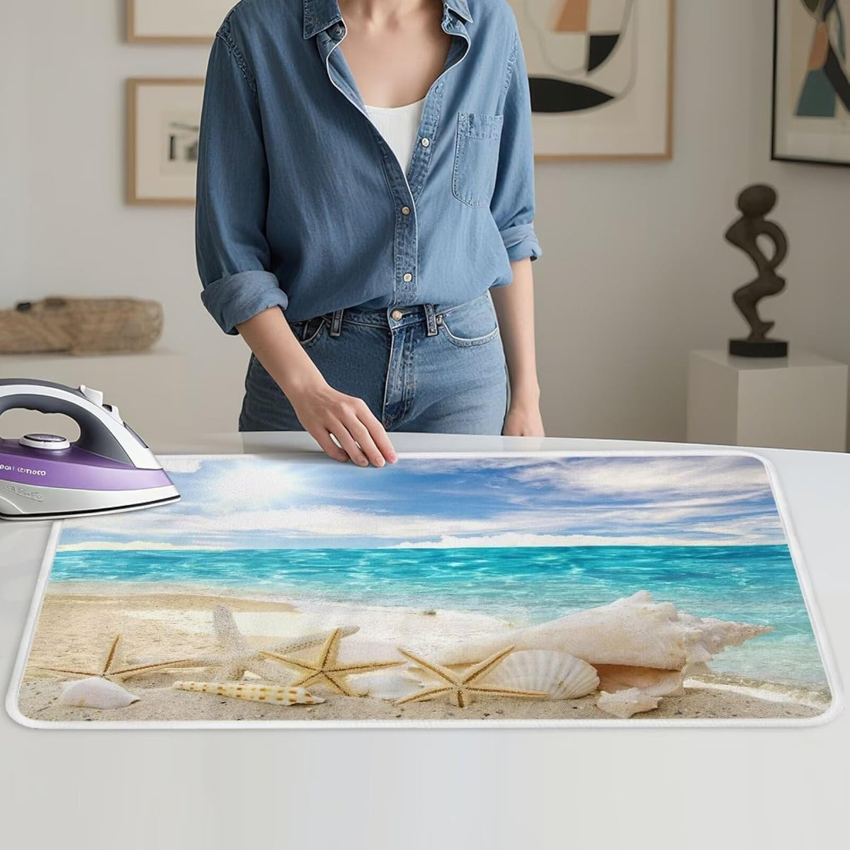 Ironing Mat Hawaiian Beach Heat Resistant Ironing Blanket Thick Portable Travel Ironing Pad for