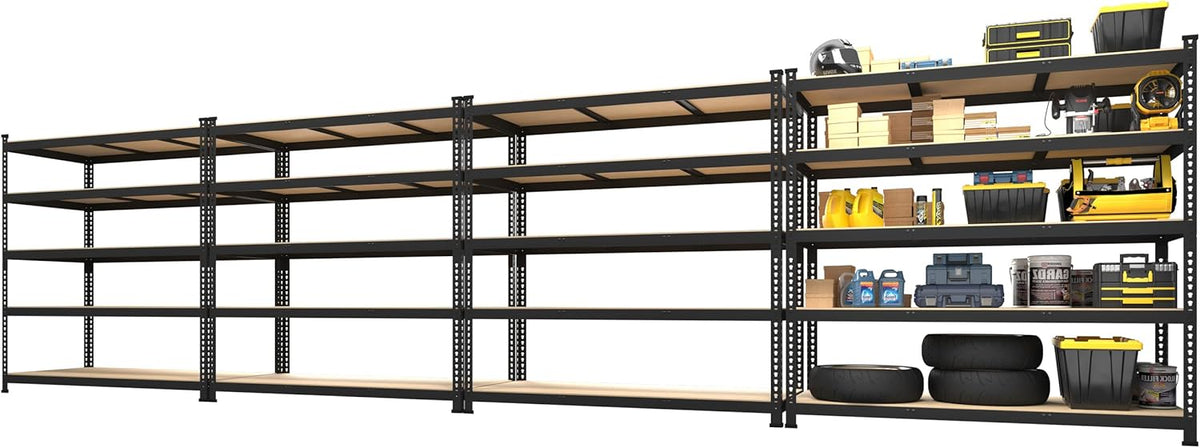 PrimeZone 4 Pack Storage Shelves 48" x 24" x 72", 5 Tier Adjustable Garage Storage Shelving, Heavy