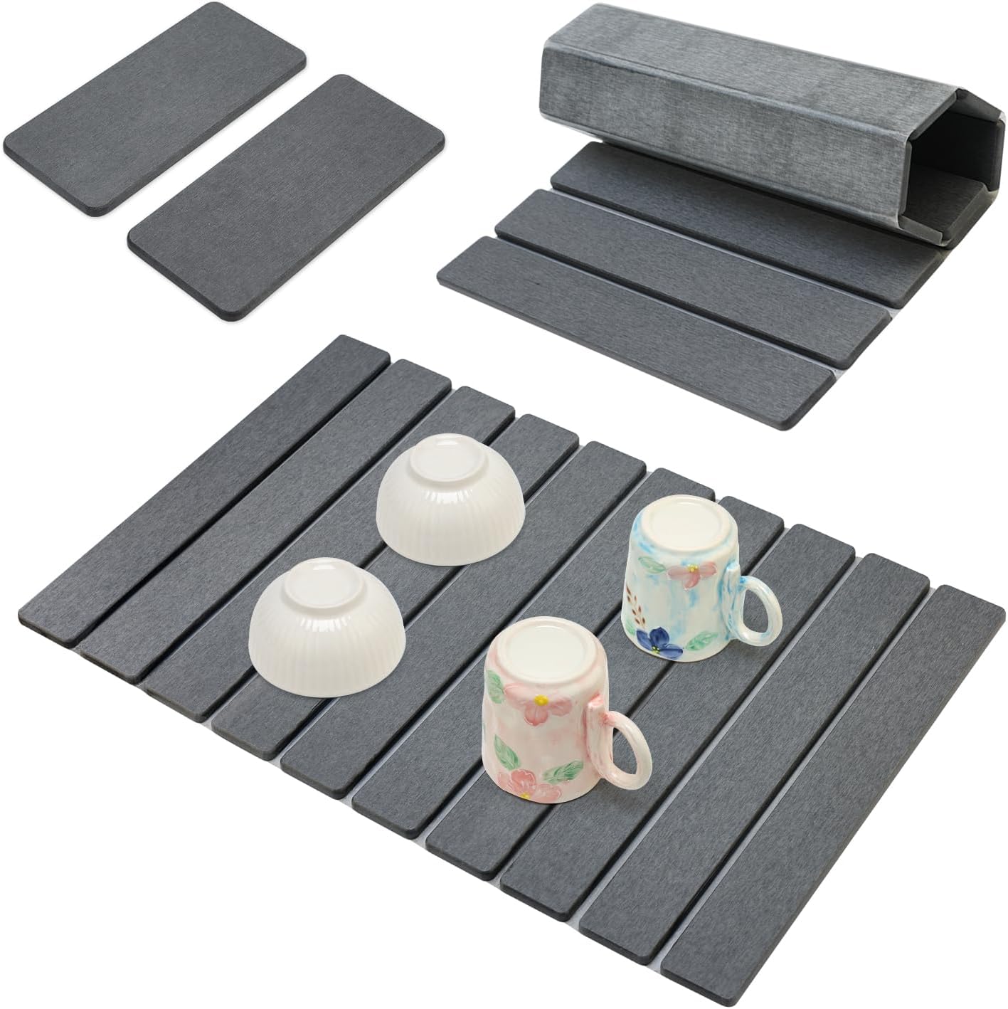 3 Pcs Large Stone Drying Mats for Kitchen Counter Diatomaceous Earth Dish Fast Dry Stone Sink Mat